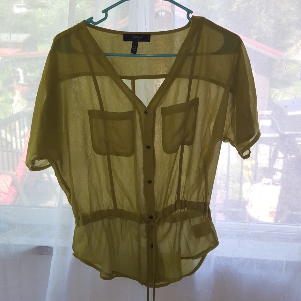 Beautiful sheer green top blouse
